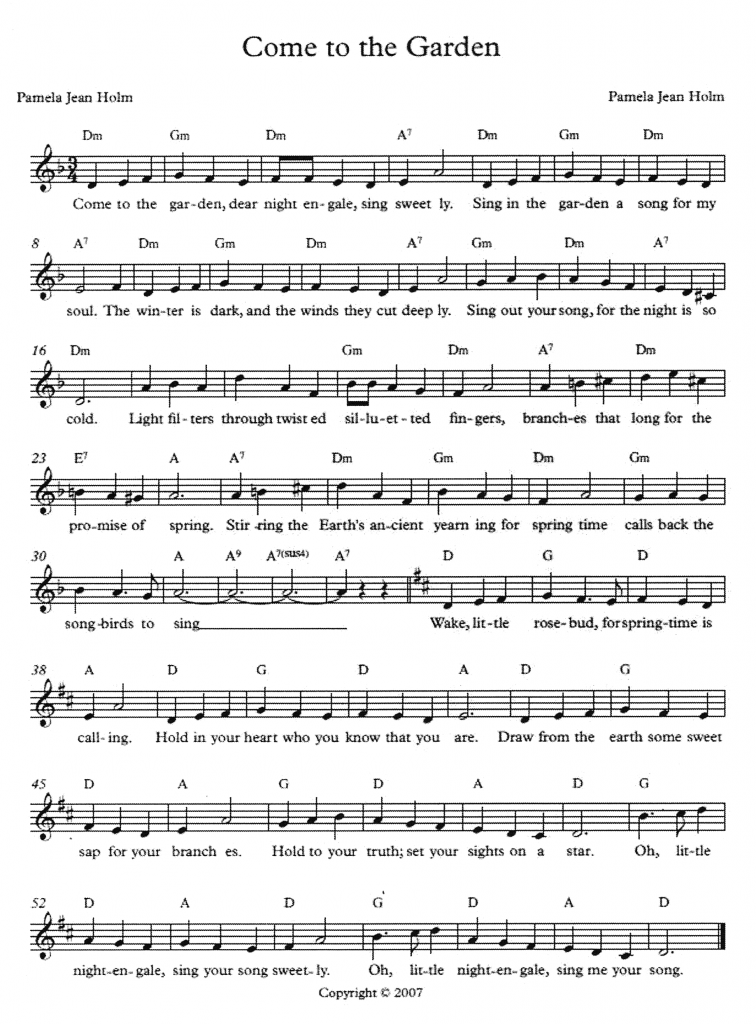  Come to the Garden, by Pamela Holm - sheetmusic