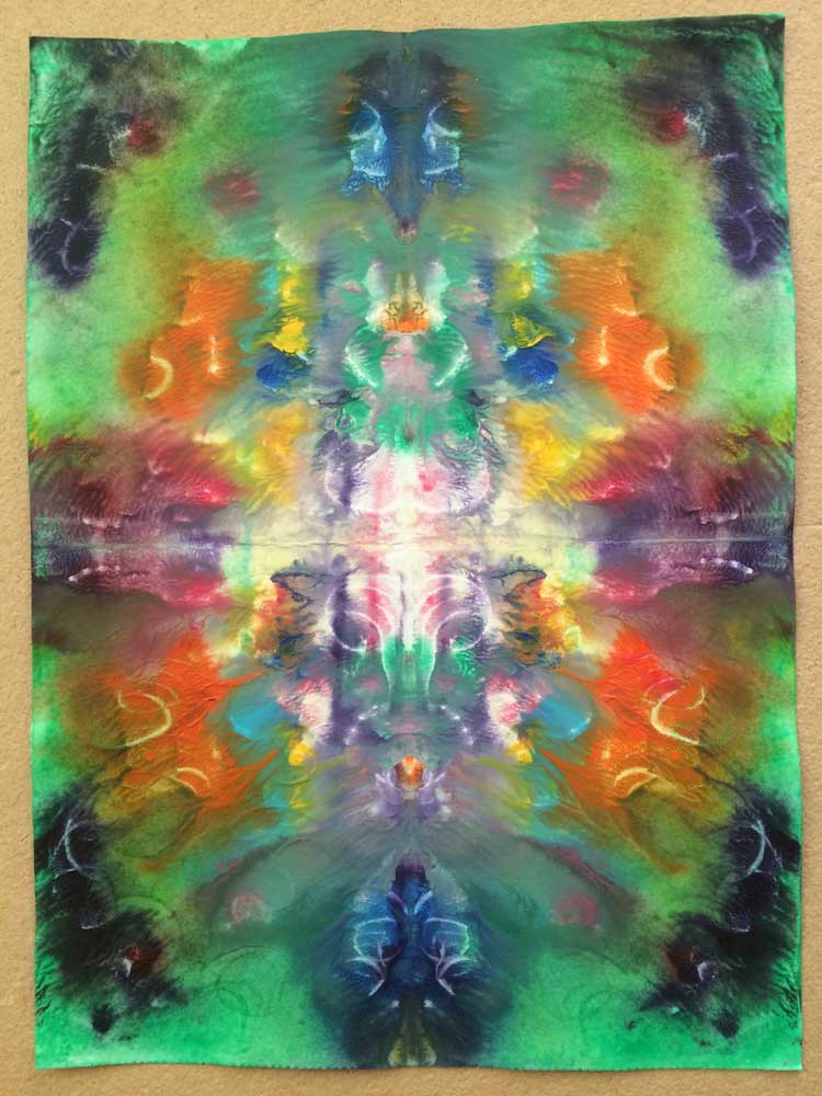 Unframed folded paper painting.
