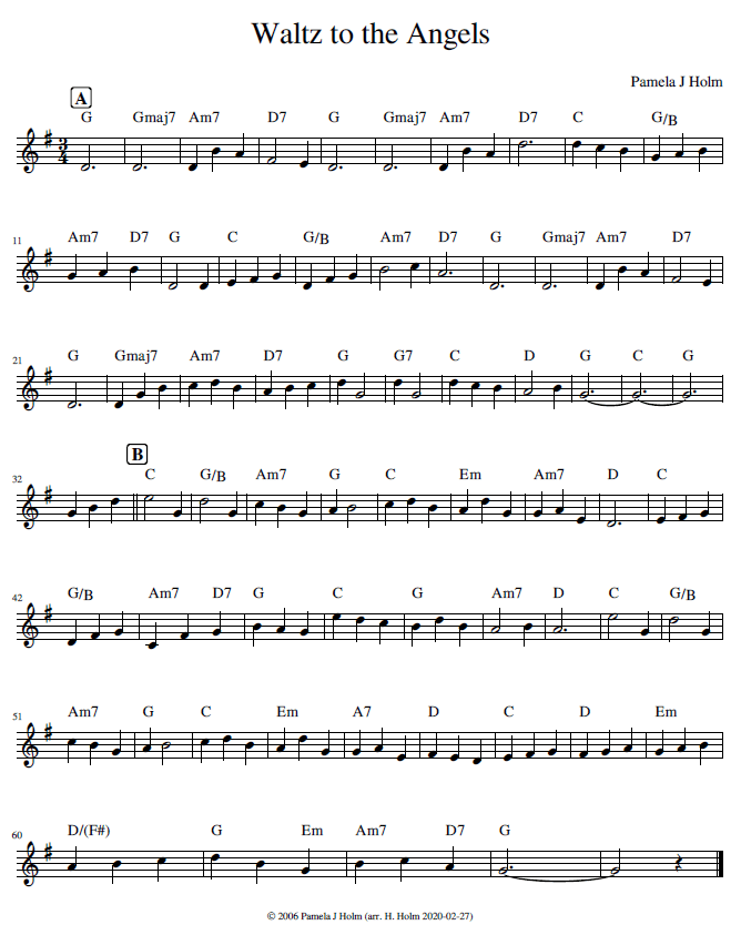 Waltz to the Angels by Pamela Holm: sheet music