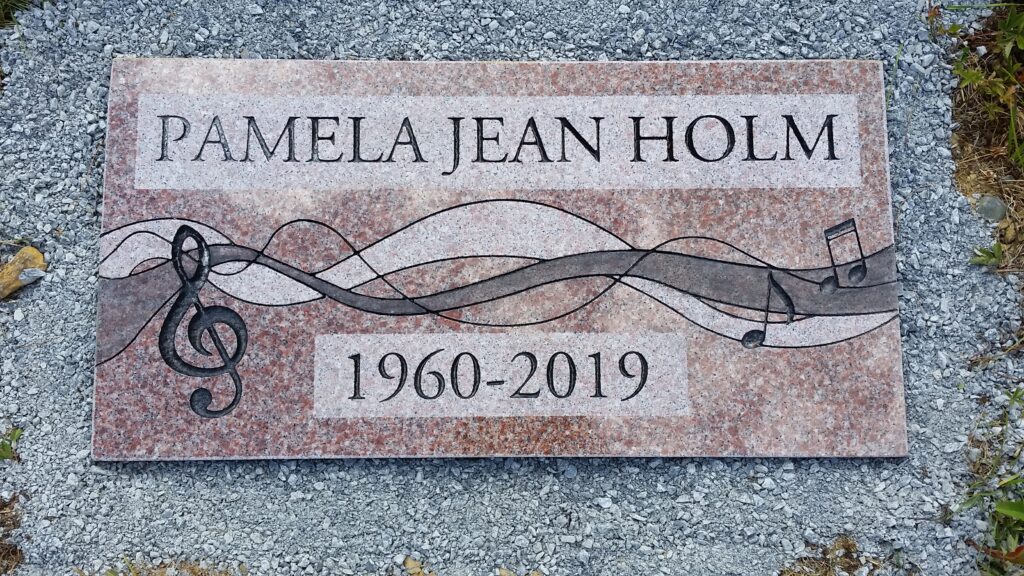 Grave marker for Pamela Jean Holm, 1960-2019